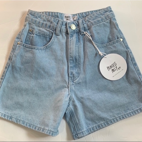 Princess Polly Pants - Princess Polly- The Swalla Shorts/ Light Blue